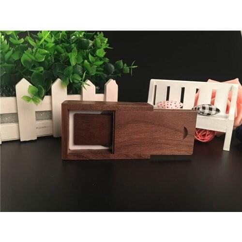 10PCS/LOT New Custom DIY LOGO Darker Walnut Wooden usb+Wooden box (24 hours processing logo.Quickly Delivery)