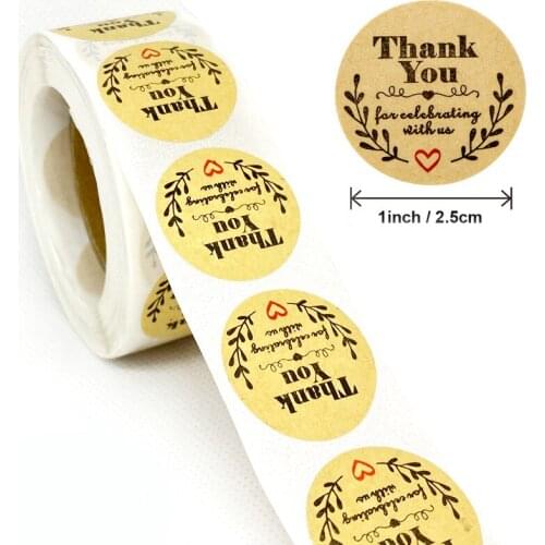500pcs Handmade With Love Thank You For The Stickers Vintage Kraft Paper Stickers Scrapbook Gift Stationery Label Stickers