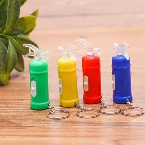 FREE shipping by FEDEX 100pcs/lot Plastic LED Fire Extinguisher Shaped Keychains Mini Fire Extinguisher Keyrings Key Chains