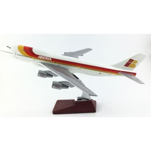 FREE SHIPPING 45-47CM 747 IBERIA METAL BASE AND RESIN MODEL PLANE AIRCRAFT MODEL TOY AIRPLANE BIRTHDAY GIFT