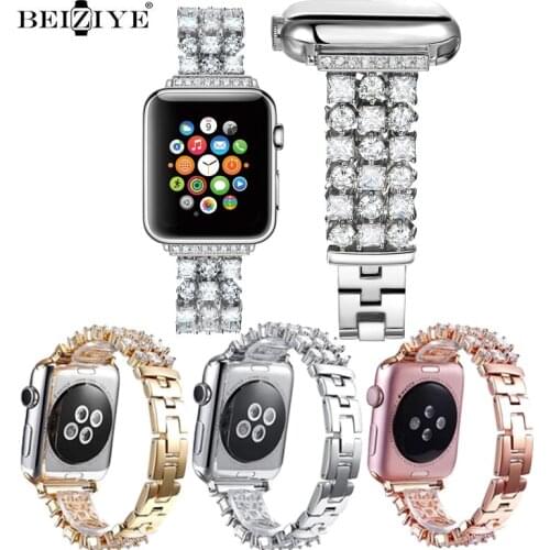 Metal Stainless Steel Diamond Band For Apple Watch 40mm 38mm 44mm 42mm Watchband Bracelet Strap For iWatch Series SE 1 2 3 4 5 6