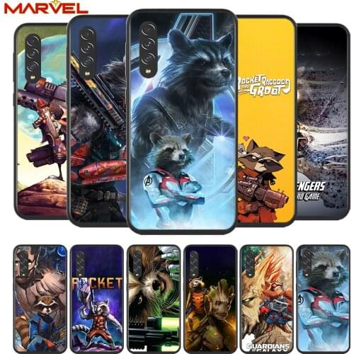Rocket Racoon Marvel cute for Samsung Galaxy A90 A80 A70 A60 A50 A40 A2Core A10 M31 M21 M60 M40 M30 Soft Black Phone Case