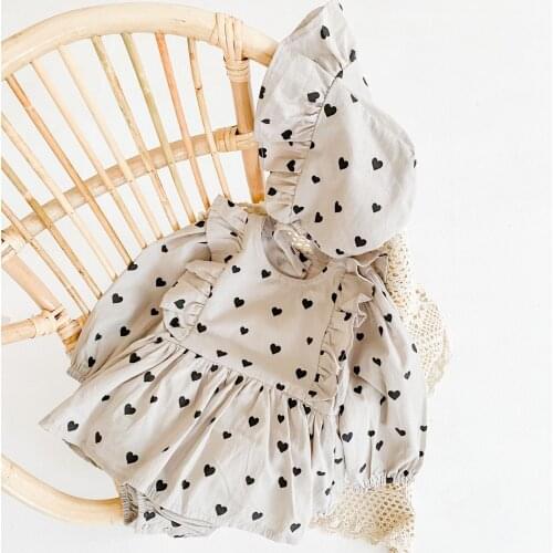 0-24M Newborn Kid Baby Girls Clothes Heart Print Long Sleeve Romper Elegant Cute Swet Jumpsuit Lovely New born Princess Outfit