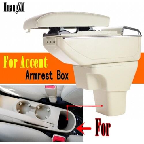 For Hyundai Accent Armrest Box 2006 2007 2008 2009 2011 +USB+ Double Layer