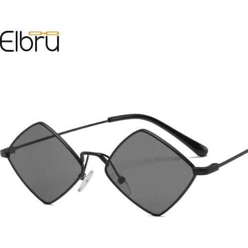 Elbru Diamond Shaped Sunglasses Fashion Retro Personality Metal Irregular Sunshades Clear Colorful Lens Spectacles For Men Women