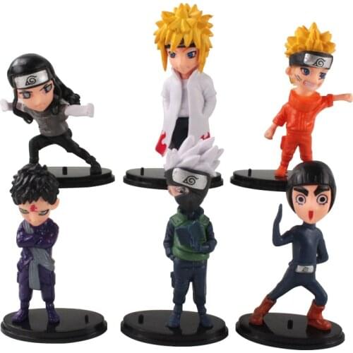 6pcs/Set 8-11cm Naruto Shippuden Anime Gaara Kakashi Namikaze Minato Sarutobi Hiruzen PVC Action Figure Mini Model Toys Kid Gift
