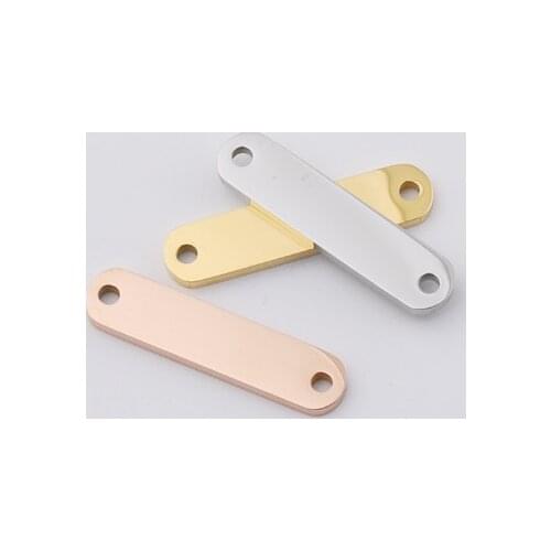 Fnixtar 20Pcs 22*5mm Double Holes Strip Connector Charms Mirror Polish Stainless Steel Charms For Making Necklace Braid Bracelet