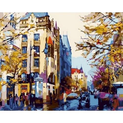 GATYZTORY Frame Autumn City Diy Painting By Number Acrylic Picture Modern Wall Art Hand Painted Oil Painting For Home
