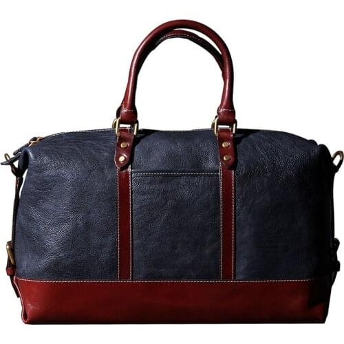 Short-distance Travel Bag Mens Handbag Hand Luggage Bag First Layer Cowhide Simple Retro Original Vegetable Tanned Leather Male