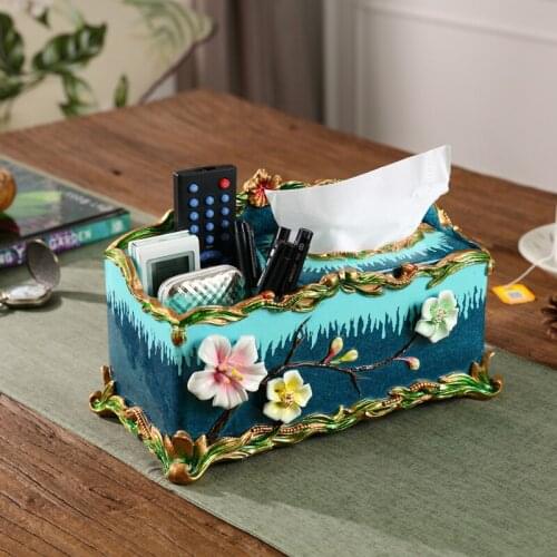 Creative tissue box with multi-function drawer to store decorative European household products