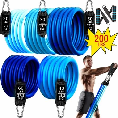 150LBS Exercise Resistance Bands Set 11Pcs with Handles Fitness Workout Bands Ankle Straps Door Fitness Equipment for Home Gym