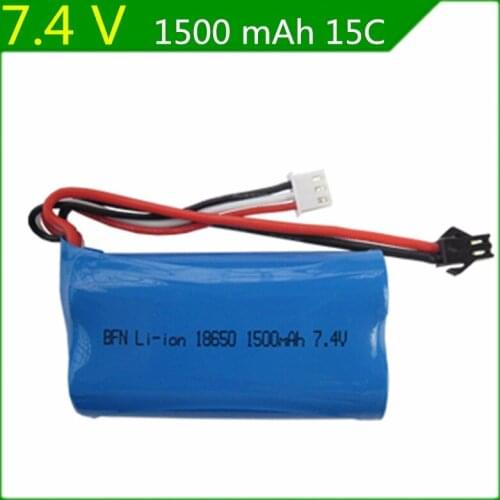 7.4V 1500mAh Lipo battery for U12A Hanqi 957 948 WLtoys 12428 MJXRC T40 F39 F49 T39 Syma S033g 18650 15C RC Boat/Car/Aircraft