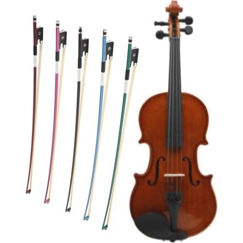 Handmade Acoustic 4/4 Violin Bow Carbon Fiber Multicolor Bow Horse Hair Universal for Adults Gifts Violin Player Parts