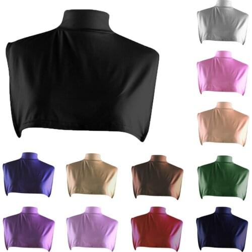 Islamic Hijab Extensions Neck Check Back Cover Fake Collar Islamic Shirt Under Top Scarf Half Muslim Women Turtleneck Neckwrap