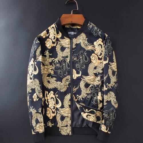 Jaqueta Masculina Vintage Bomber Jacket 2020 New 3D Dragon Printed Large Size Jacket Thin Coat Chinese Style Mens Autumn Jacket