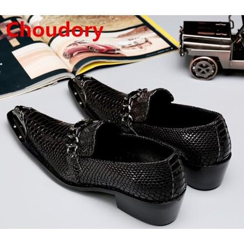 Choudory men dress shoes 2017 crocodile skin shoes flats elegant mens patent leather black oxford shoes for men loafers