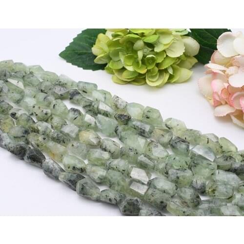 Irregular Natural Facet Prehnite Stone Beads For Jewelry Making DIY Necklace 13-16x15-22mm Strand 15