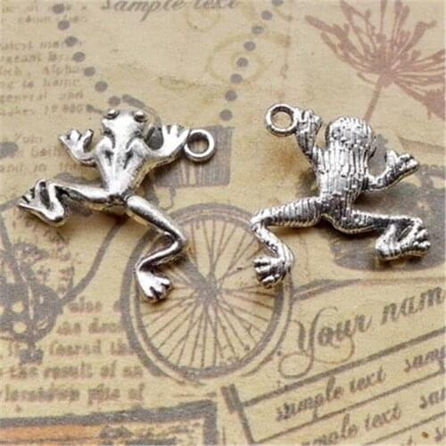 BULK 30pcs Zinc Alloy Tibetan Silver Plated Animal Frog Charms for Jewelry Findings 19.5*18mm 1.4g