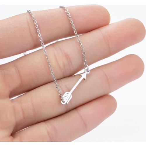 Stainless Steel Geometric Arrow Pendant Necklace Women Minimalist Jewelry Korean Love you Necklaces 2020 Choker