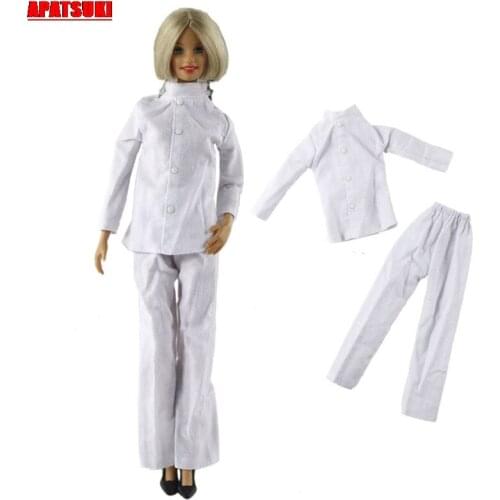 Cosplay Paty Costume White Set Top Long Pants Outfits Doll Clothes for Barbie Dolls Suits Clothing Doll Accessories Cook Clothes