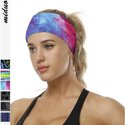 New Arrive Starry Sky Digital Printing Headbands Yoga Fitness Sweat-absorbent Turban Trend Hair Band for Outdoor Run Sports