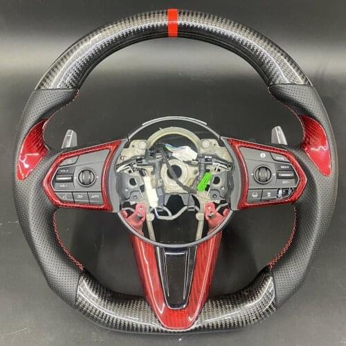 Carbon Fiber Steering Wheel Black Leather For 2019 Acura RDX
