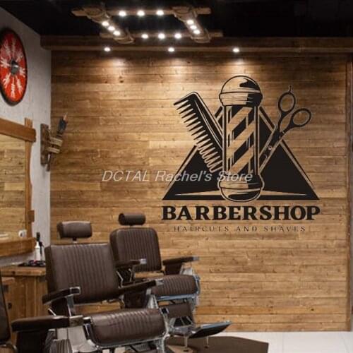 Haircuts and Shaves Hair Salon Barbershop Sticker Hairdresser Wall Decor Haircut Tools Wall Art Cosmetic for Hair Stylists Decal