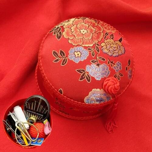 Wedding Accessories Red Sewing Kit Brocade Sewing Box Craft Box Gift Stitching Needle Hand-embroidered Craft Gift Box