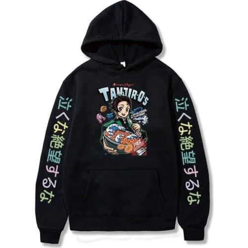 2021 Janpanese Anime Demon Slayer Nezuko Hoodie men Korea Sweatshirts Kawaii streetwear katana Harajuku