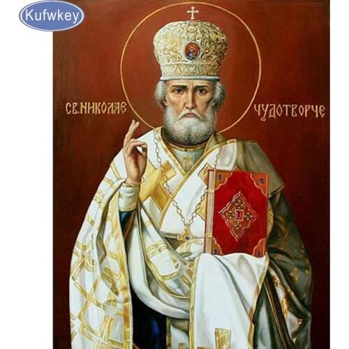 Top 5D Diy Diamond Painting Religion Icon of Saint Nicolaus Diamond Mosaic Handicraft Rhinestones Embroidery Cross Stitch 5d,art