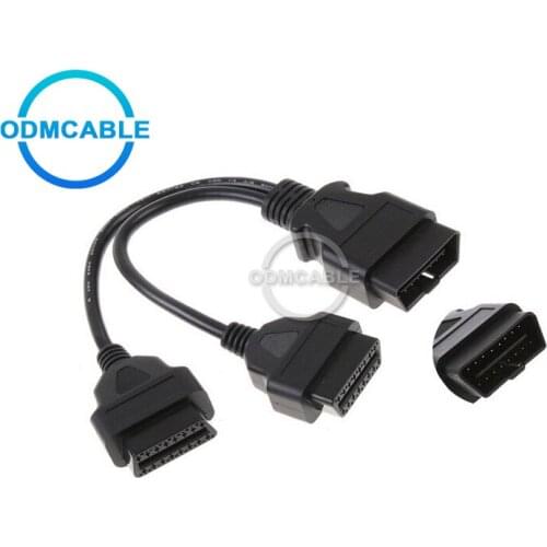 OBDII Splitter Extension Cable 16 Pin-to-Pin Dual straight J1962 female 30 CM