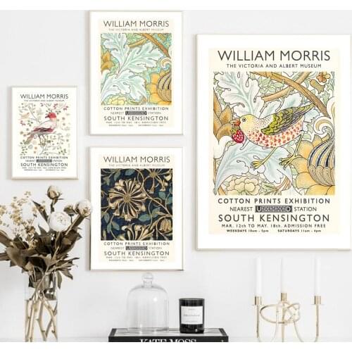 William Morris Leaf Flower Plant Bird Abstract Art Canvas Painting Nordic Posters And Prints Wall Pictures For Living Room Decor