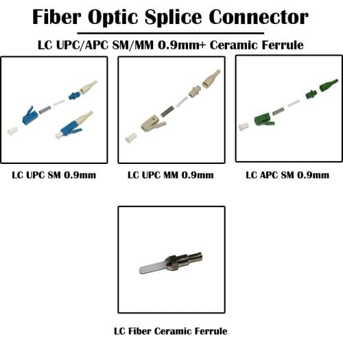 500 Pieces LC UPC/APC SM Single Mode MM Multi Mode Optic Splice Connector FTTH Networking 0.9mm Without Fiber Ceramic Ferrule