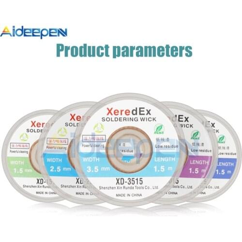 5PCS 1.5M 5FT 1.5mm 2.0mm 2.5mm 3.0mm 3.5mm Desoldering Wire Braid Sucker CP-2015 Remover Wick Solder Pump Cable Wire