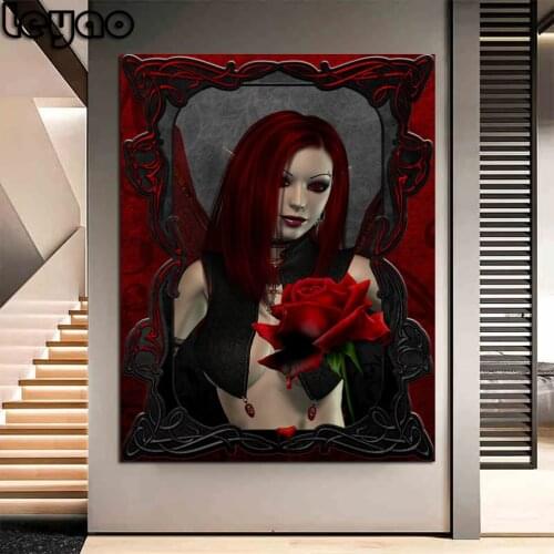 5D Diy Diamond Painting Modern Gothic Art Fantasy Rose Women Diamond Mosaic Full Square Round Drill Embroidery Home Decor