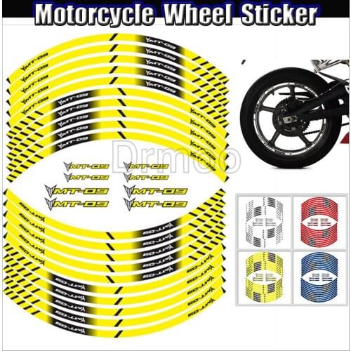 Motorcycle Accessories Sticker Edge Outer Auto Tire Rim Strips Stickers Wheel Decals Set For Yamaha MT09 MT-09 MT 09