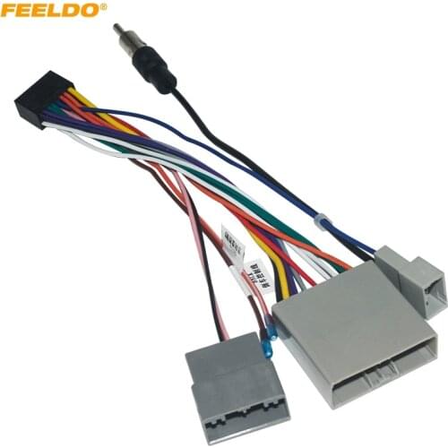 FEELDO Car Multimedia 16Pin Wiring Connector with Radio Antenna Adapter for Honda Civic CRV 2006~2009 Power Wire #HQ6227