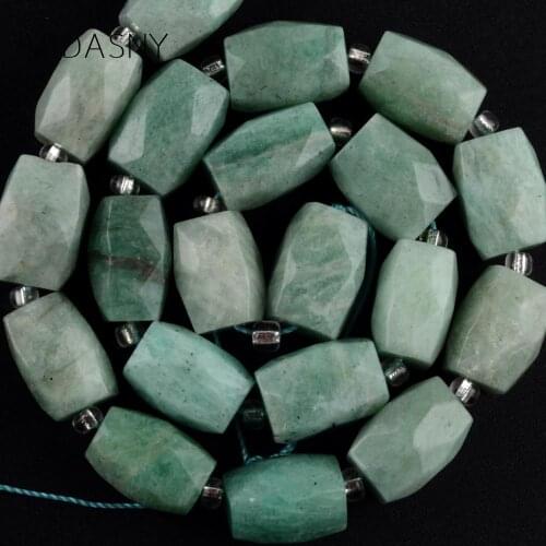 Natural Cuboid Shape Faceted Amazonite Beads For Jewelry Making 11x15mm 21pcs Charm Spacer Stone Beads DIY Bracelet Necklace 15"