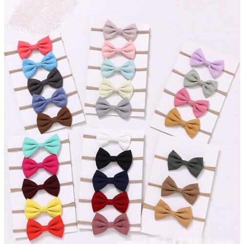 Boutique 15pcs Fashion Cute Hair Bow Super Soft Nylon Headbands Solid Bowknot Soft Hairbands Newborn Photography Drops Headwear