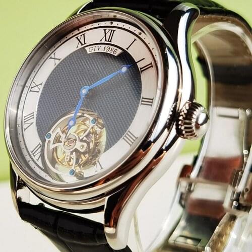 GIV Original Mens Tourbillon Skeleton Mechanical Movement Man Watch Wristwatches Sapphire Waterproof Watch For Men montre homme