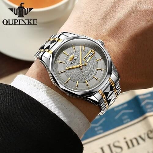 OUPINKE Mens Mechanical Watches Automatic Luxury Brand Business Tungsten Steel Waterproof WristWatch Men Fashion Clock 3172