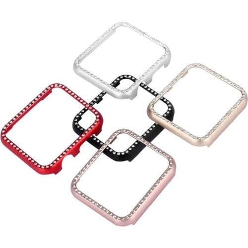 For Apple Watch Case Series 6 5 4 SE 40mm 44mm Metal Bumper Protective Cover correa Bling Diamond for iWatch 38mm 42mm Women