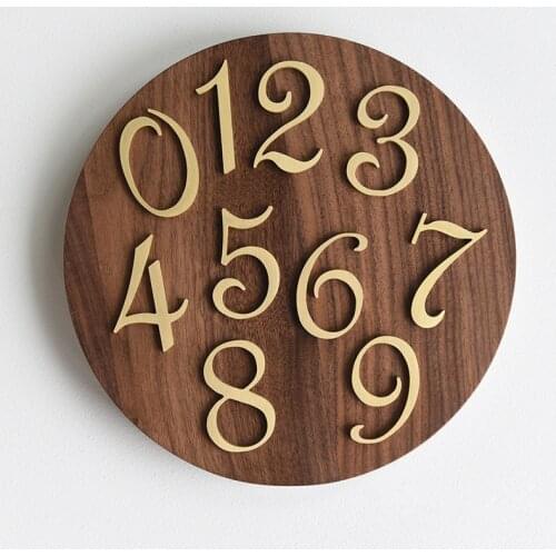 Nordic Style 0-9 Brass Copper Alphabet Numerals House Numbers Hotel Home Adhesive Door Number Address Numbers DIY Home Decor