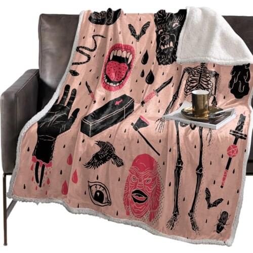 Mouth Skull Bones Snake Horror Blanket Floral Fleece Blanket for Kids Girl Couch Soft Plush Bedspreads Quilt Drop Ship Blankets
