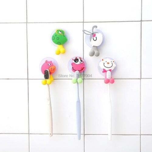 DHL 500pcs Baby Care Toothbrush Holder Cute Cartoon Animal Shape Holder Sucker Suction Hooks Hanging Baby Toothbrush Holders