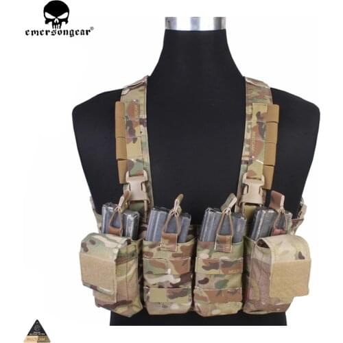 EMERSONGEAR Easy Chest Rig Vest Tactical Combat Recon Vest with Magazine Pouch Airsoft Hunting Paintball Vest Multicam EM7450