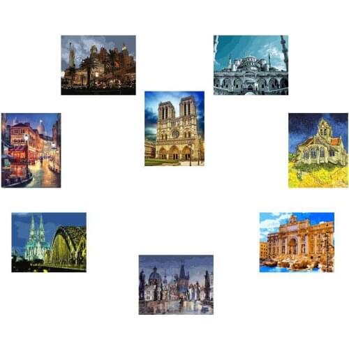 City Landscape Painting By Numbers For Adults DIY Kits HandPainted On Canvas With Framed Oil Picture Drawing Coloring By Number