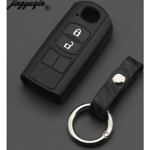 Jingyuqin Carbon Silicone Car Key Case Cover Remote Fob Keychain for Mazda 2 3 5 6 CX-3 CX-4 CX-5 CX-7 CX-9 Atenza Axela MX5