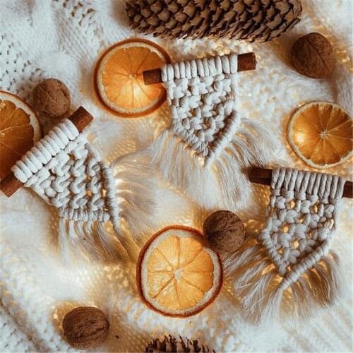 Macrame Wall Hanging Tapestry mini Handmade Cotton Woven Nordic Boho Room Home Decoration Backdrop Wedding Decor Photo Props