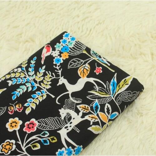 Lovely Plain weave fabric,Cartoon deer bird printing,DIY Patchwork Clothing dress material,150cm*100cm/pcs